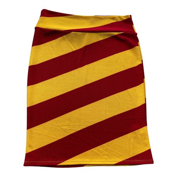 NWT LuLaRoe Cassie Skirt XL – Bold Gold & Maroon Stripes | Wizardcore Style NEW - Picture 1 of 4